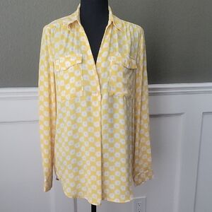 Ann Taylor Floral Yellow and White Blouse